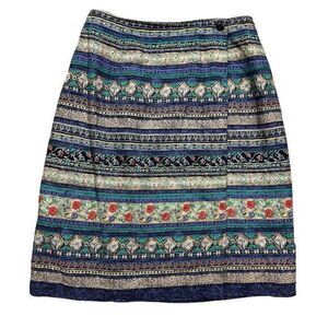 VTG Hunt Club Aztec Tribal Print A-Line Wrap Skirt Sz 6 Knee Length Multicolor